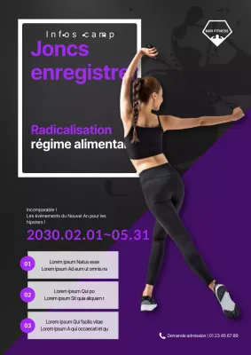 Affiche de camp d'entraînement violet et gris foncé