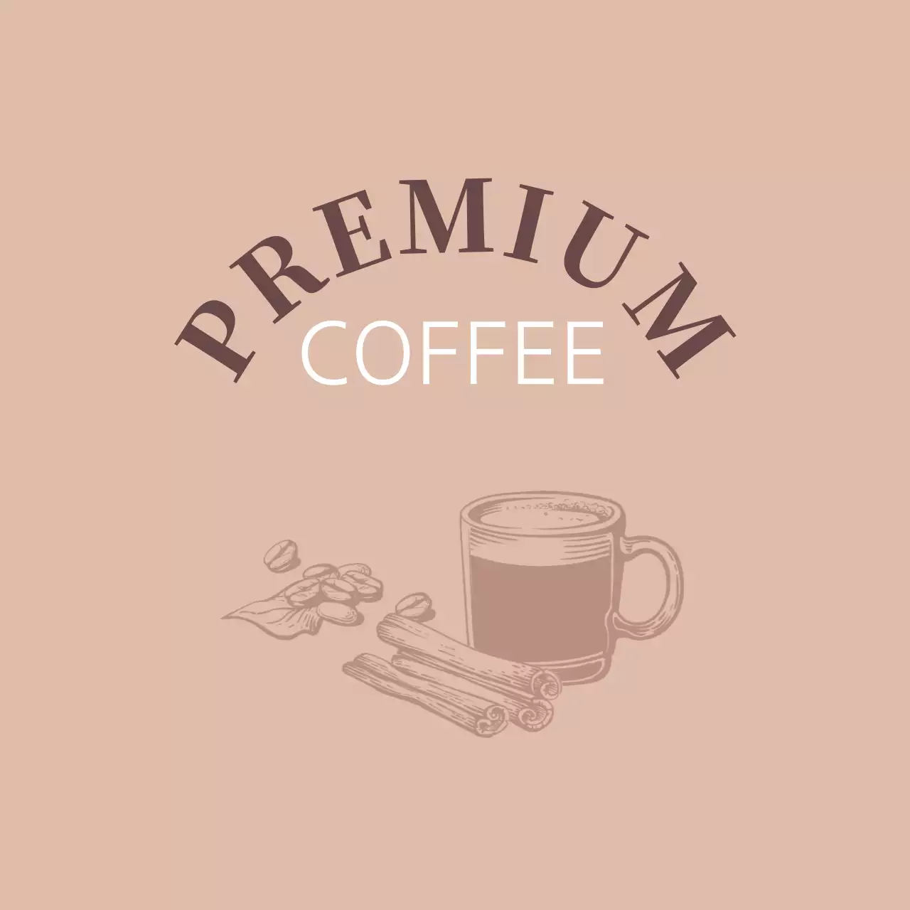 Label kafe kopi vintage bergambar merah muda