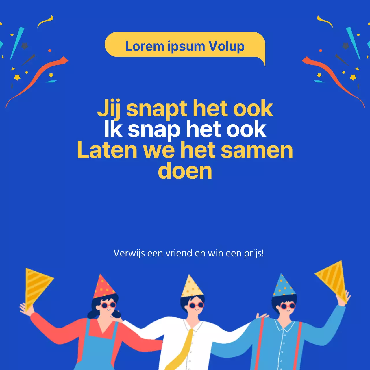 Promoot je referral evenement met een strakke blauwe en gele look