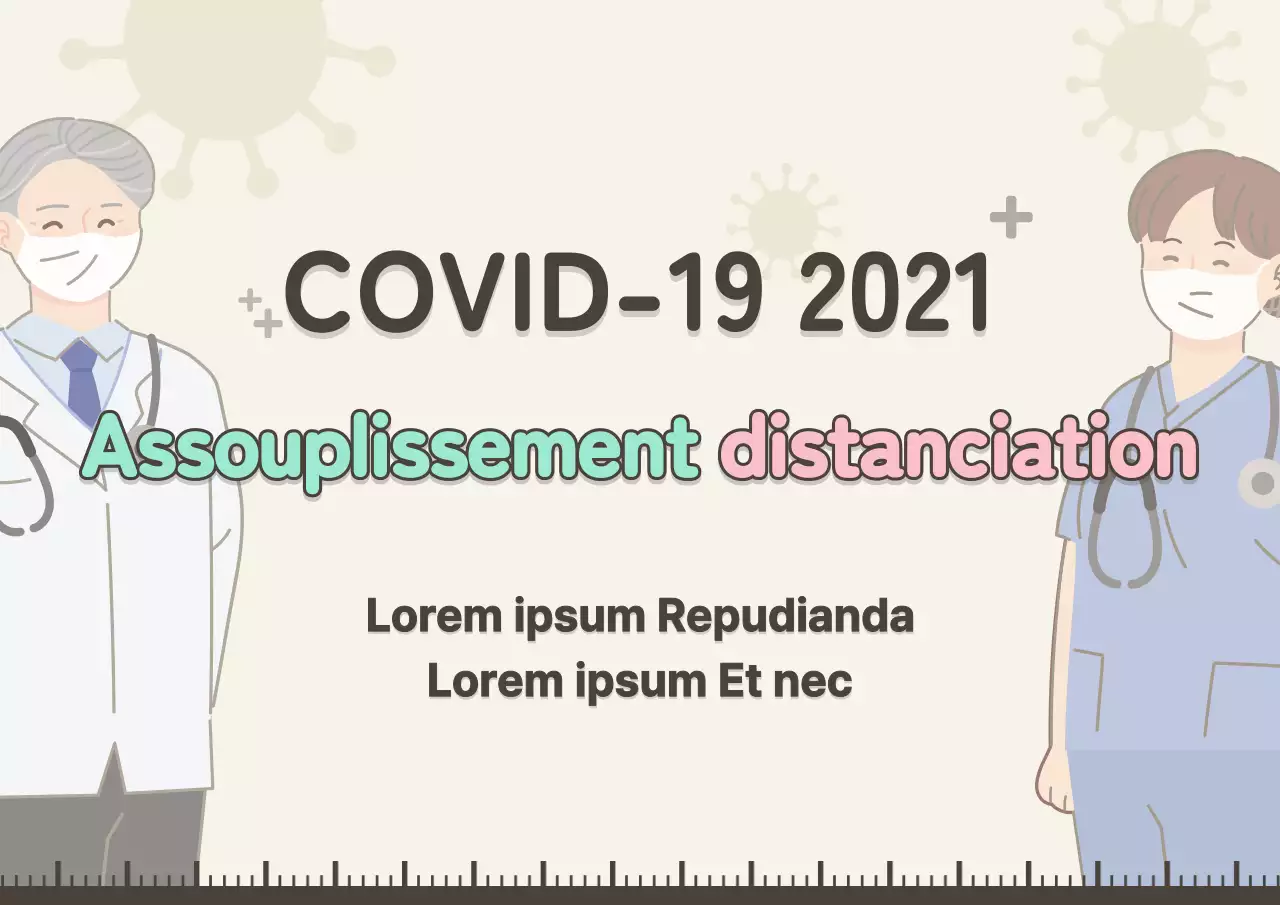 Distanciation du coronavirus dans la menthe et le beige rosé