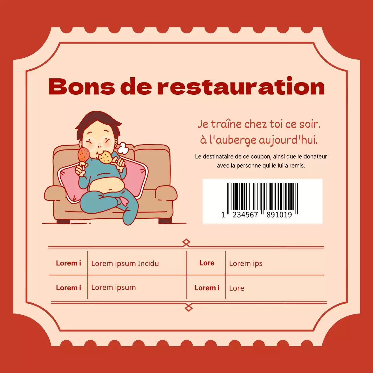 Coupons humoristiques en rouge