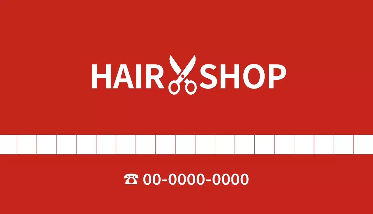 赤 シンプル 美容室 名刺
