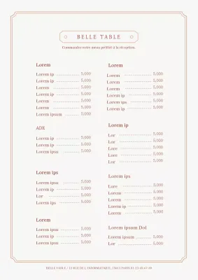Menu de café simple avec une bordure beige
