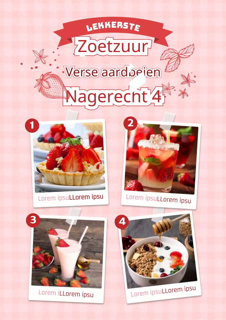 Introthema roze en verfrissend aardbeiendessert