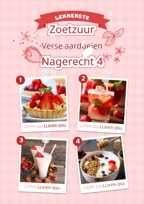 Introthema roze en verfrissend aardbeiendessert
