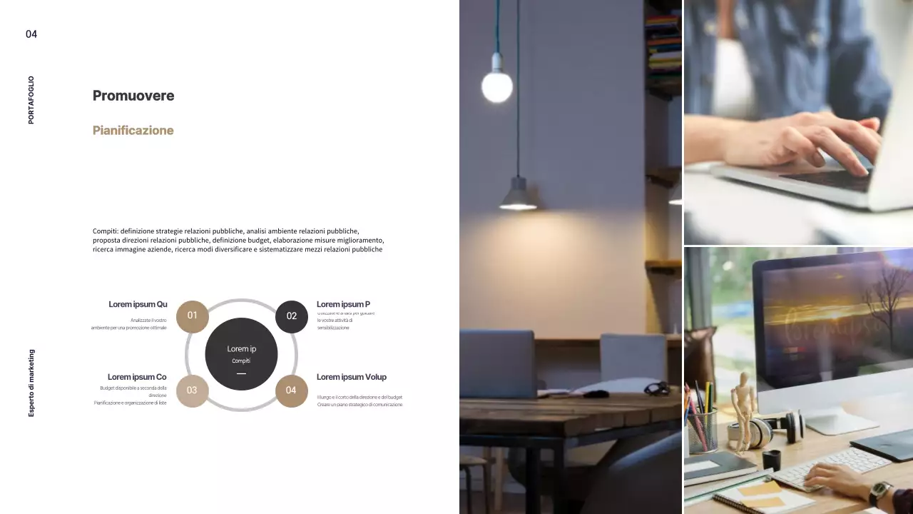 La combinazione di colori neutri, beige e rosa chiaro, della casa del professionista del marketing