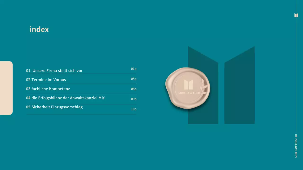 Professionelles Angebot einer Anwaltskanzlei mit einem einfachen türkisfarbenen Thema