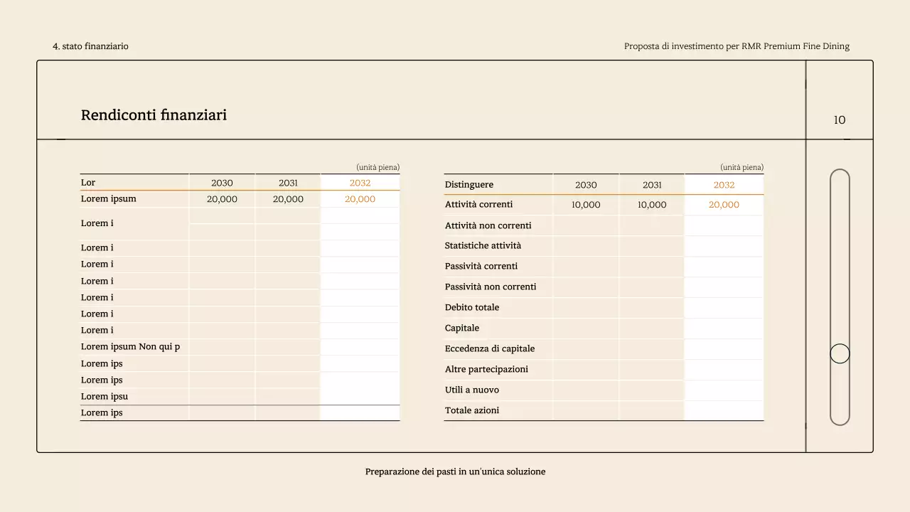 Un semplice ponte di lancio RMR per una cena raffinata, nei toni del beige.