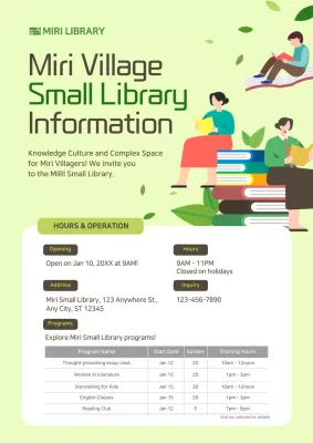 Green Modern Library Information Poster