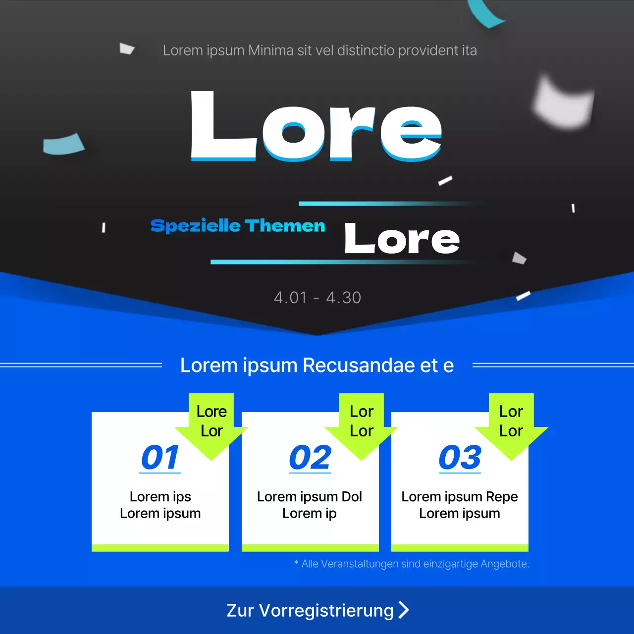 Ein einfaches blau-schwarzes Sommerferien-Event