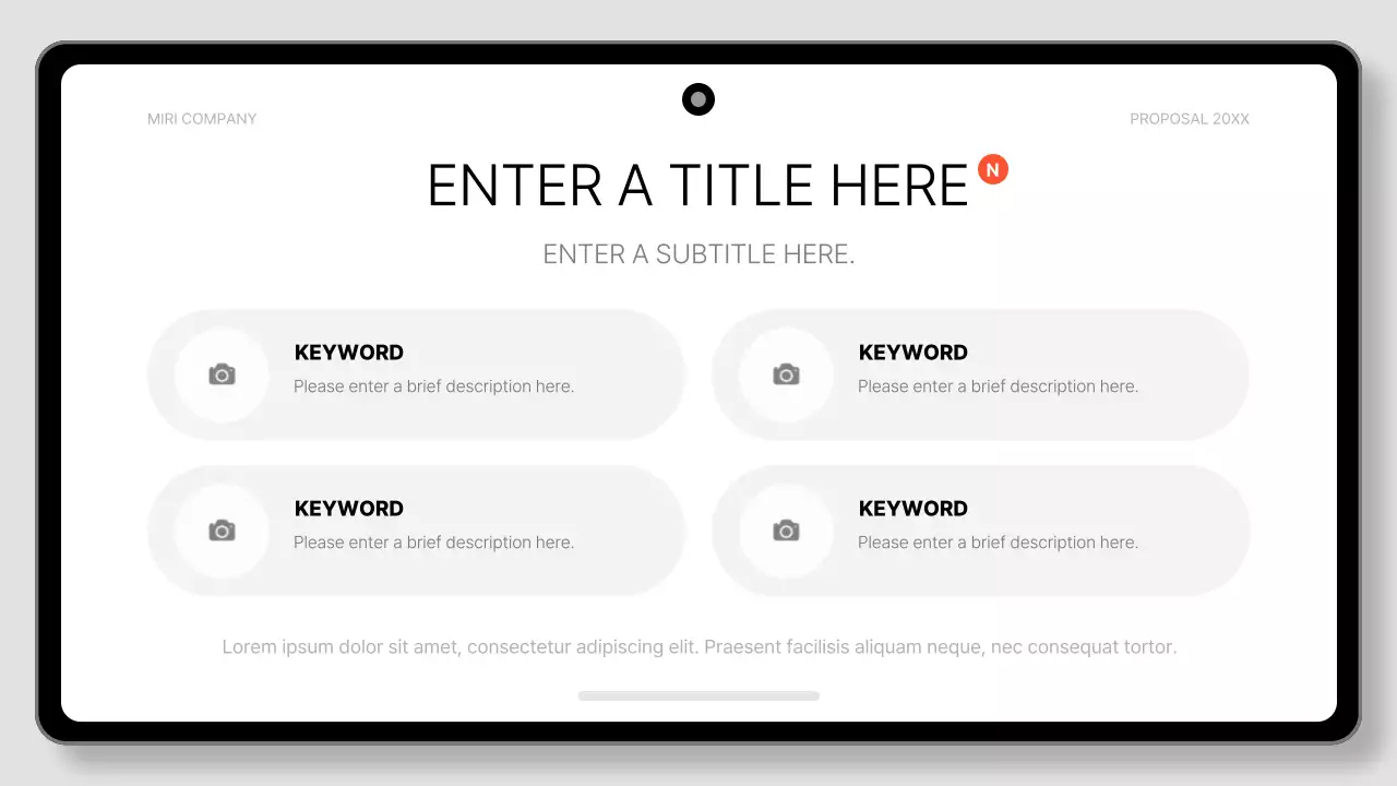 검정색과 흰색의 깔끔한 태블릿 패드 비즈니스 제안서