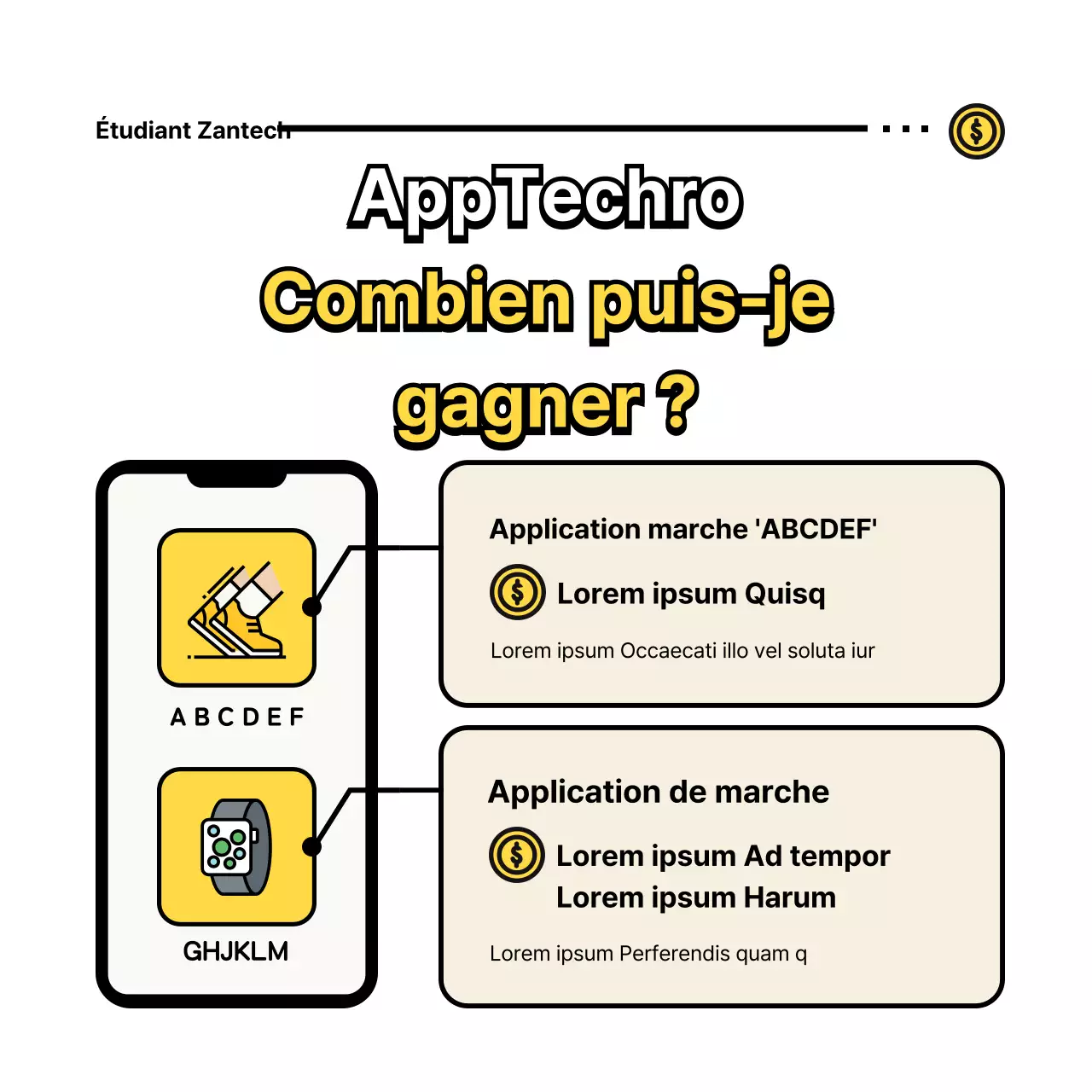 T-shirts d'étudiants avec de jolies illustrations jaunes