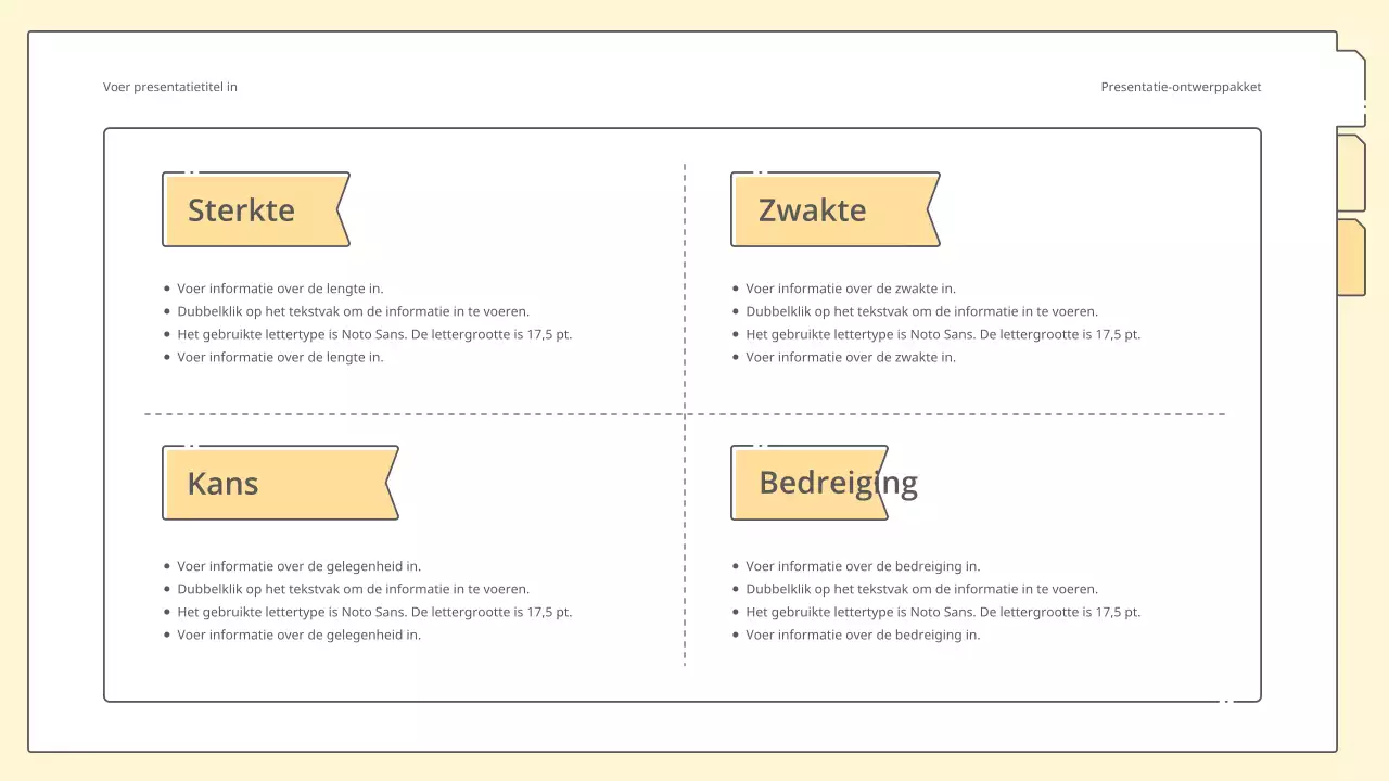 Strakke en eenvoudige presentatieset in geel