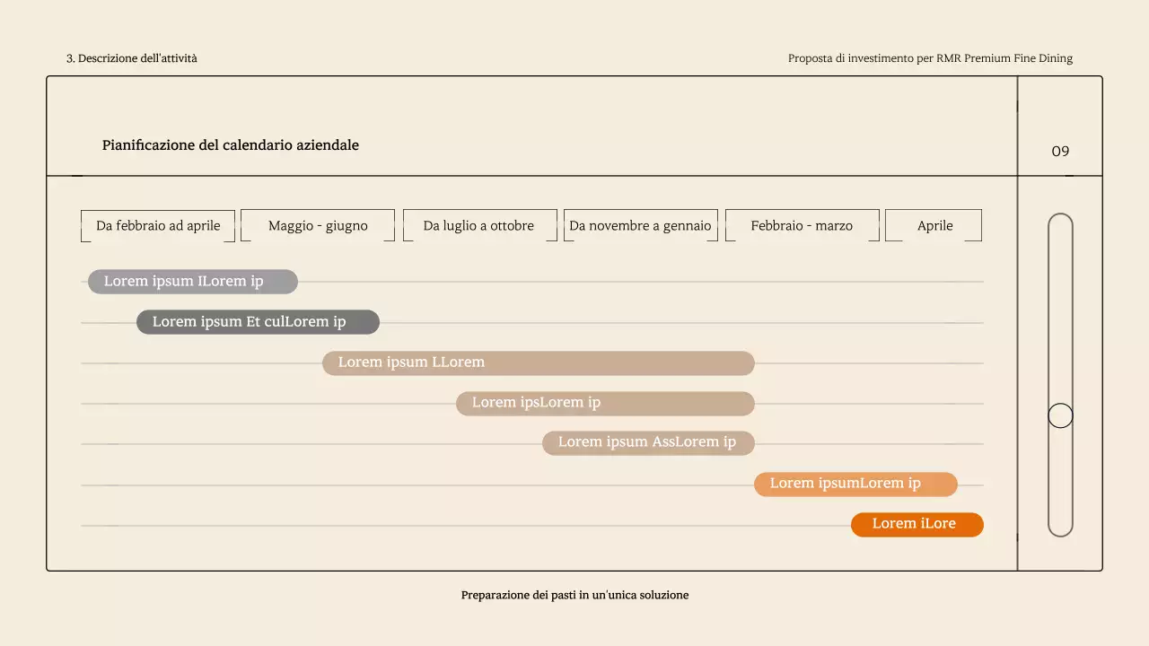 Un semplice ponte di lancio RMR per una cena raffinata, nei toni del beige.