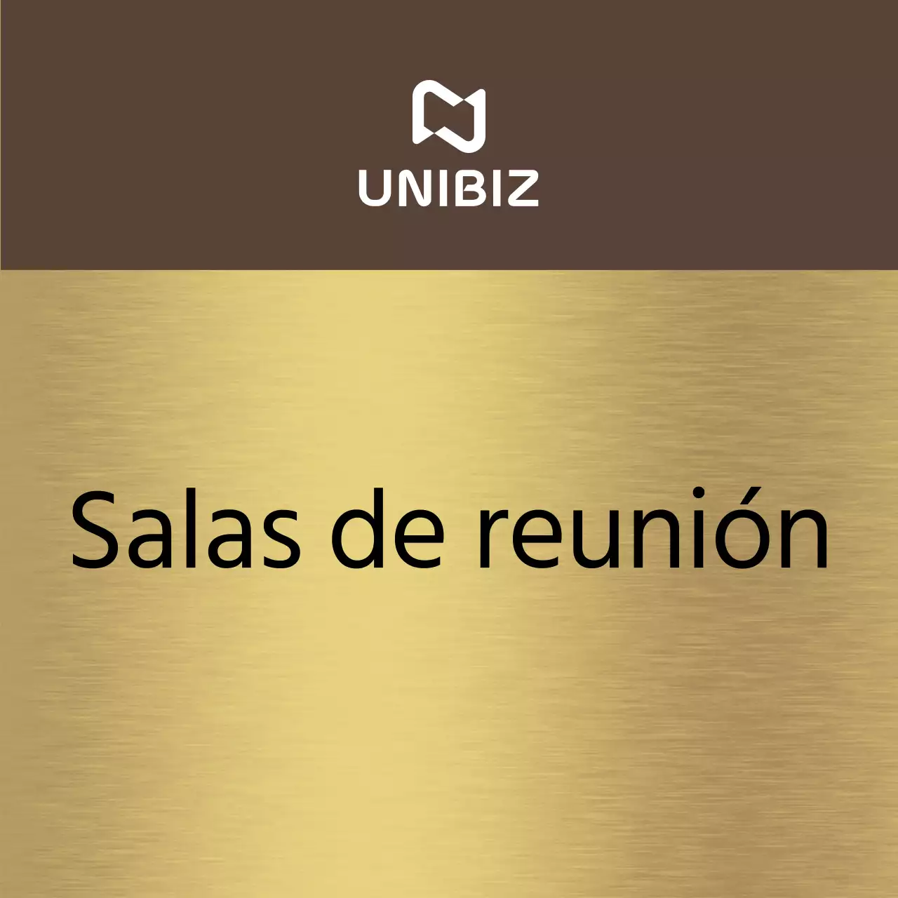 Letrero sencillo con nombres de departamentos de empresas en marrón y negro y formas cuadradas