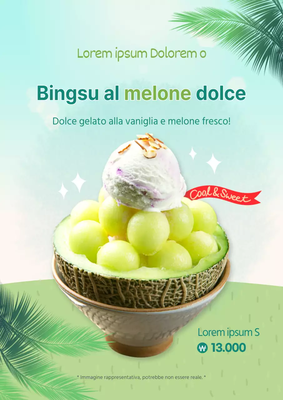 Ghiaccioli verde lime Cool summer cafe menu poster