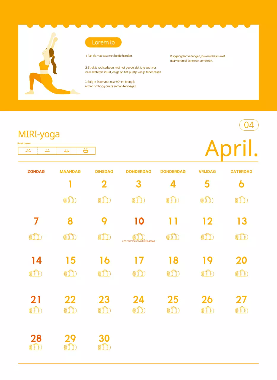 Oranje kalenders om weg te geven als je je yogastudio promoot