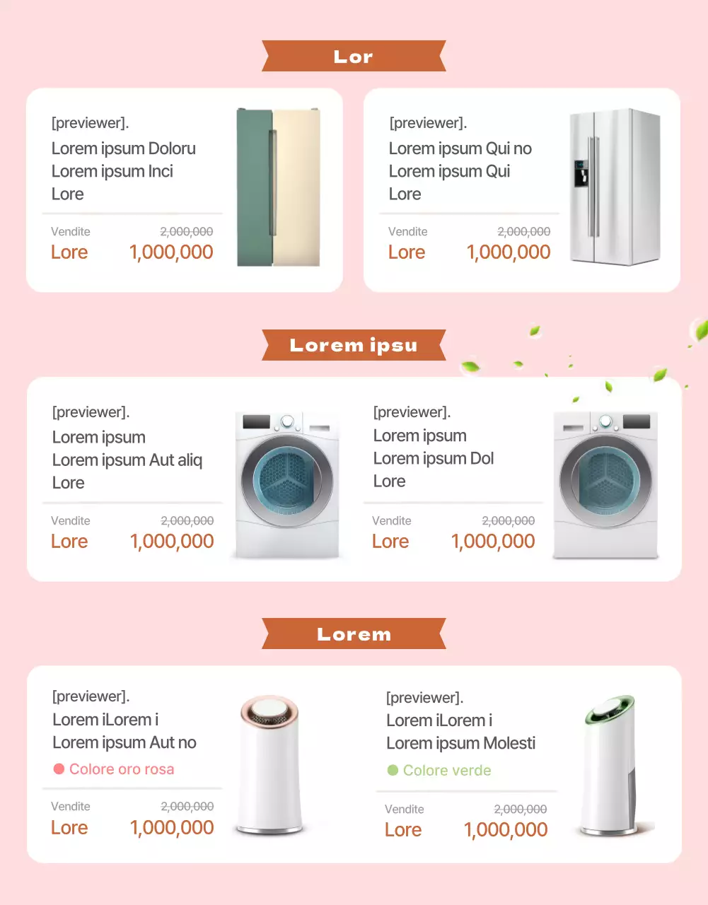 Pacchetto matrimonio con elettrodomestici rosa e beige chiaro