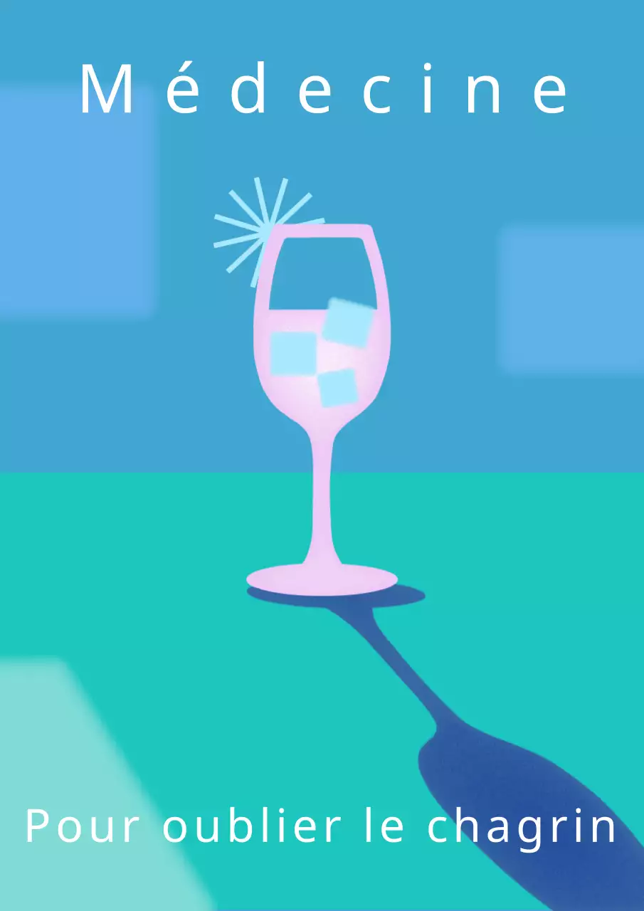 Affiche de cocktail en bleu et rose