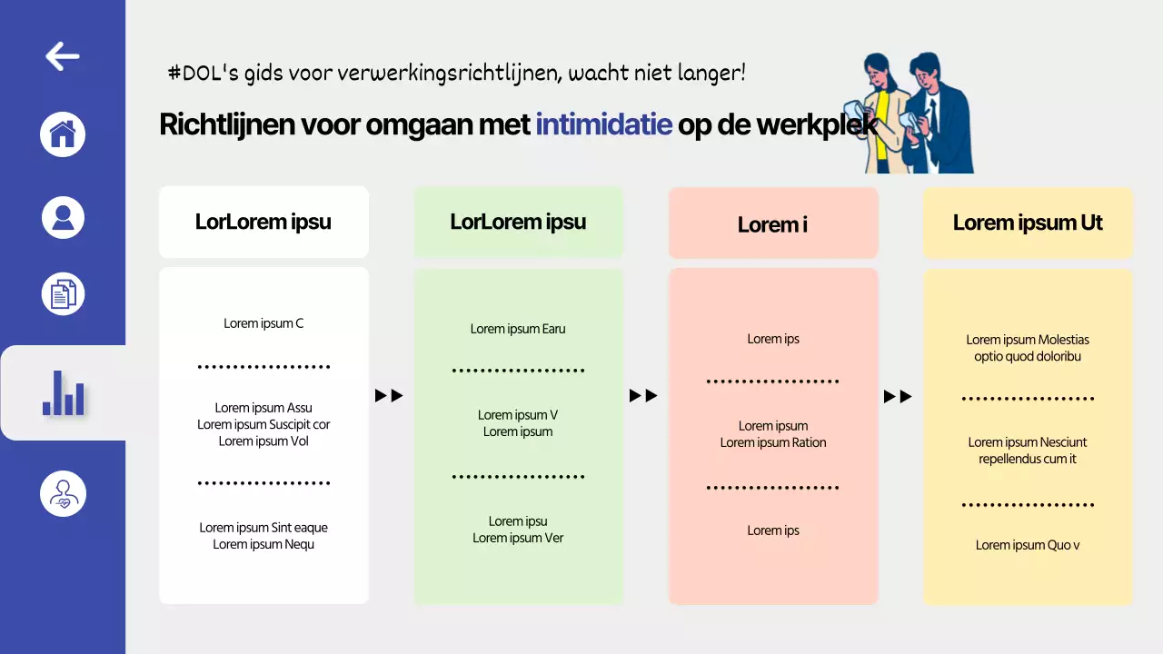 Training ter voorkoming van intimidatie op het werk in een blauw, schoon UI-dashboardthema