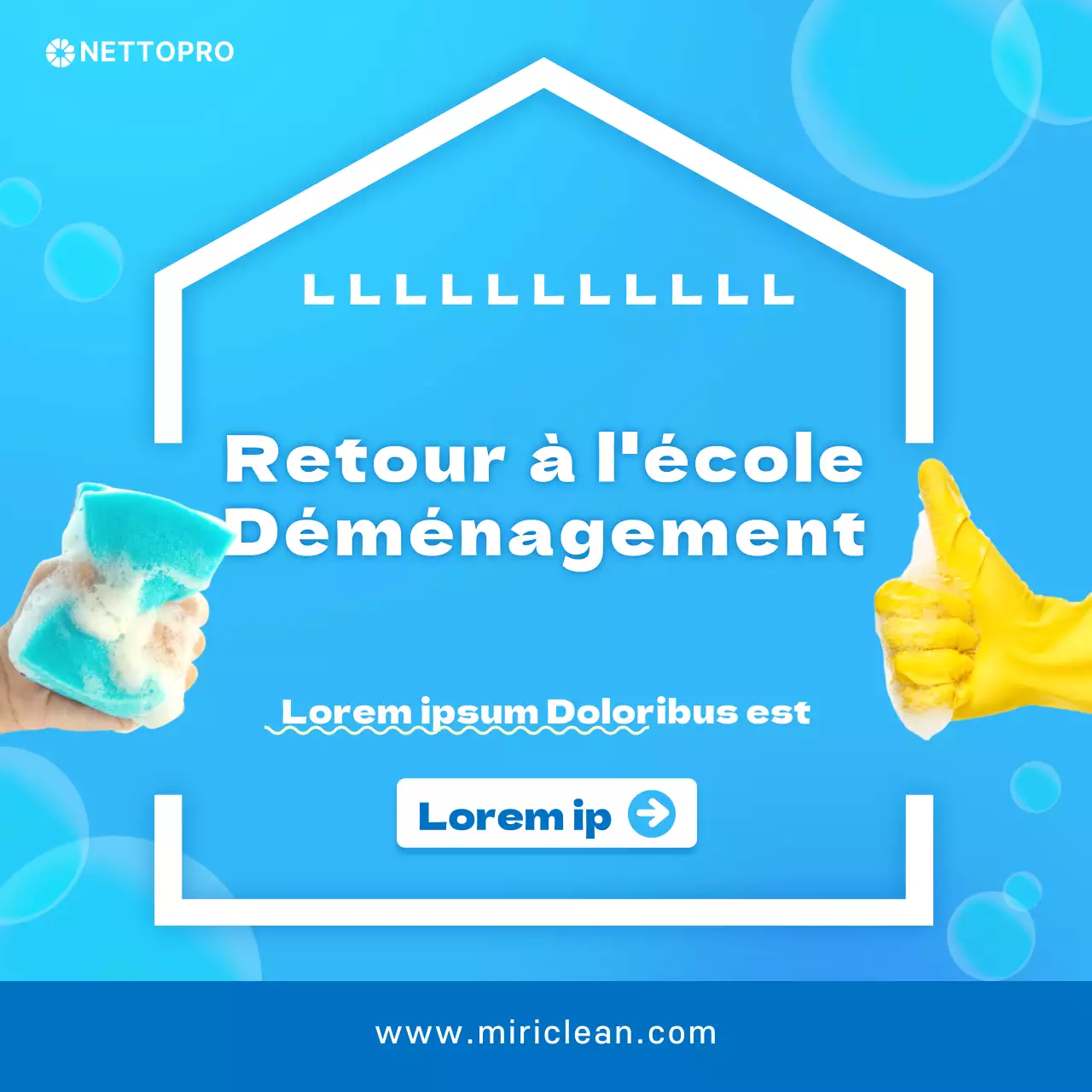 Faites la promotion de votre entreprise de déménagement et de nettoyage avec un thème bleu clair et épuré.