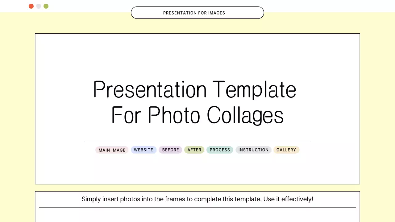 노란색 바탕의 홈페이지 컨셉의 귀여운 사진 콜라주 프레임