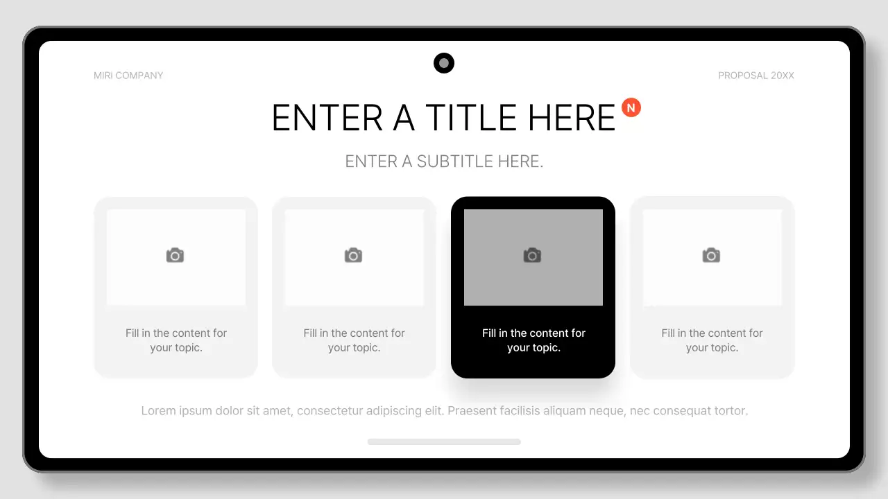 검정색과 흰색의 깔끔한 태블릿 패드 비즈니스 제안서