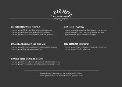 Een eenvoudig concept in zwart-witMenuplanning en prijzen