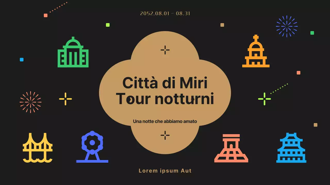 Una simpatica guida turistica notturna nera e colorata