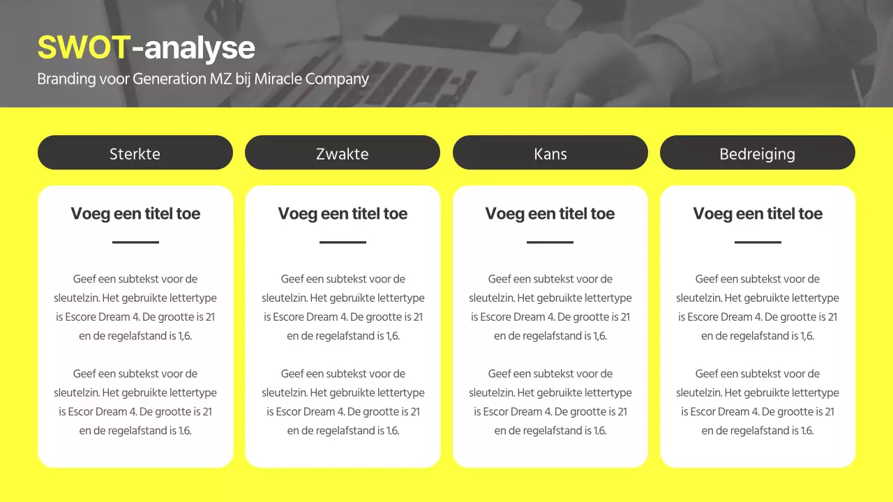 Een modern en uniek corporate branding thema in geel en grijs