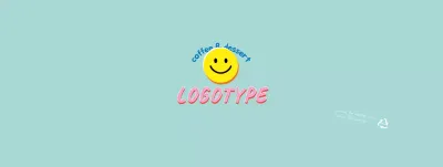 Blue cute illustration lettering cafe