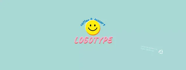 Blue cute illustration lettering cafe