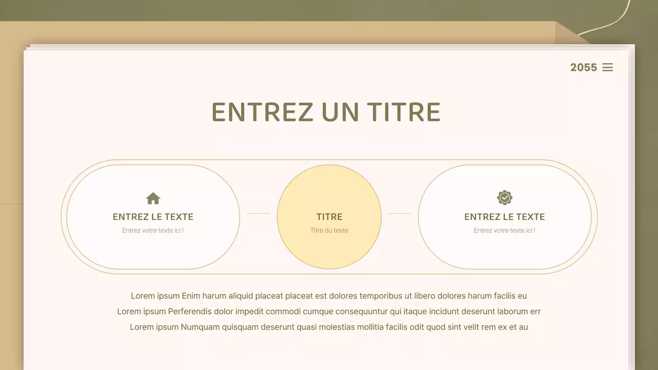 Pour des présentations avec un concept de document épuré dans les tons olive et beige
