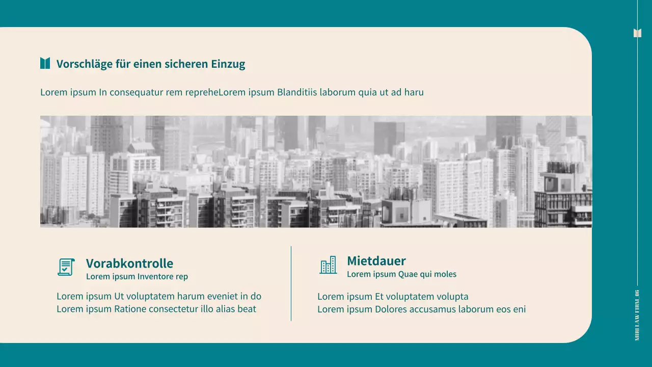 Professionelles Angebot einer Anwaltskanzlei mit einem einfachen türkisfarbenen Thema