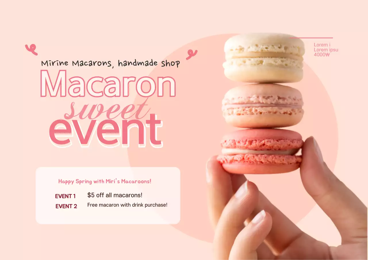 Highlight a pink photo to promote a cute dessert