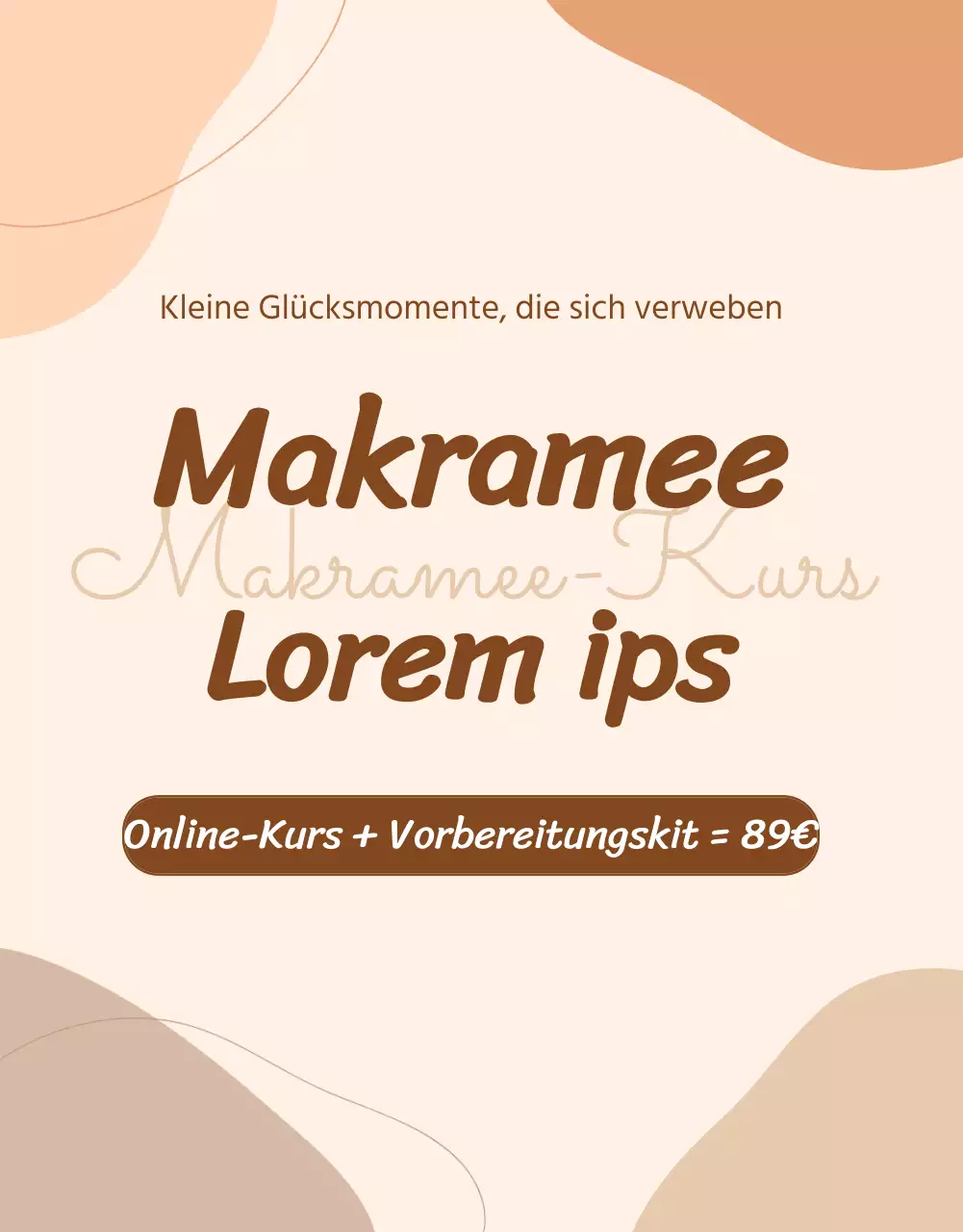 Informationen zu einem Handwerkskurs, der beigefarbene abstrakte Illustrationen und Fotografie kombiniert