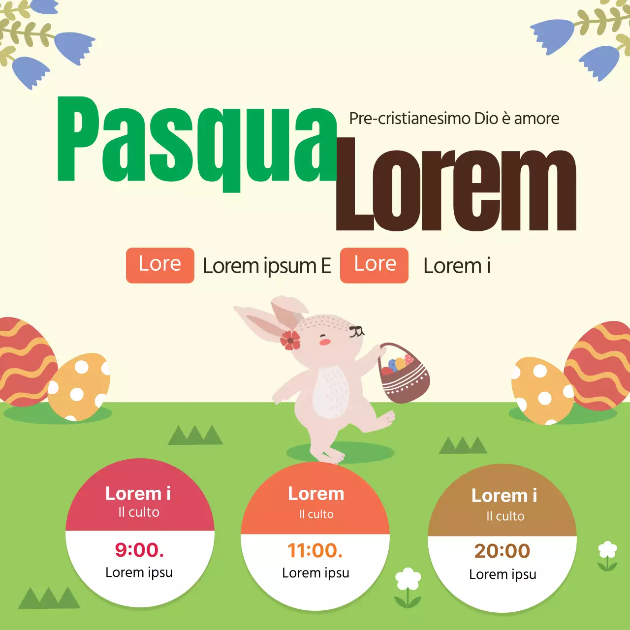 Illustrazione verde Promozione pasquale chiesa carina