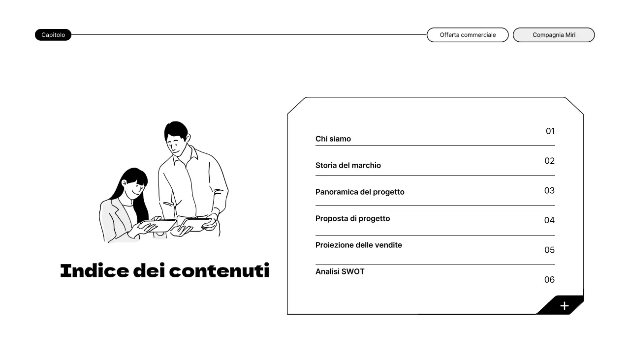 Una proposta semplice e scalabile con illustrazioni in bianco e nero