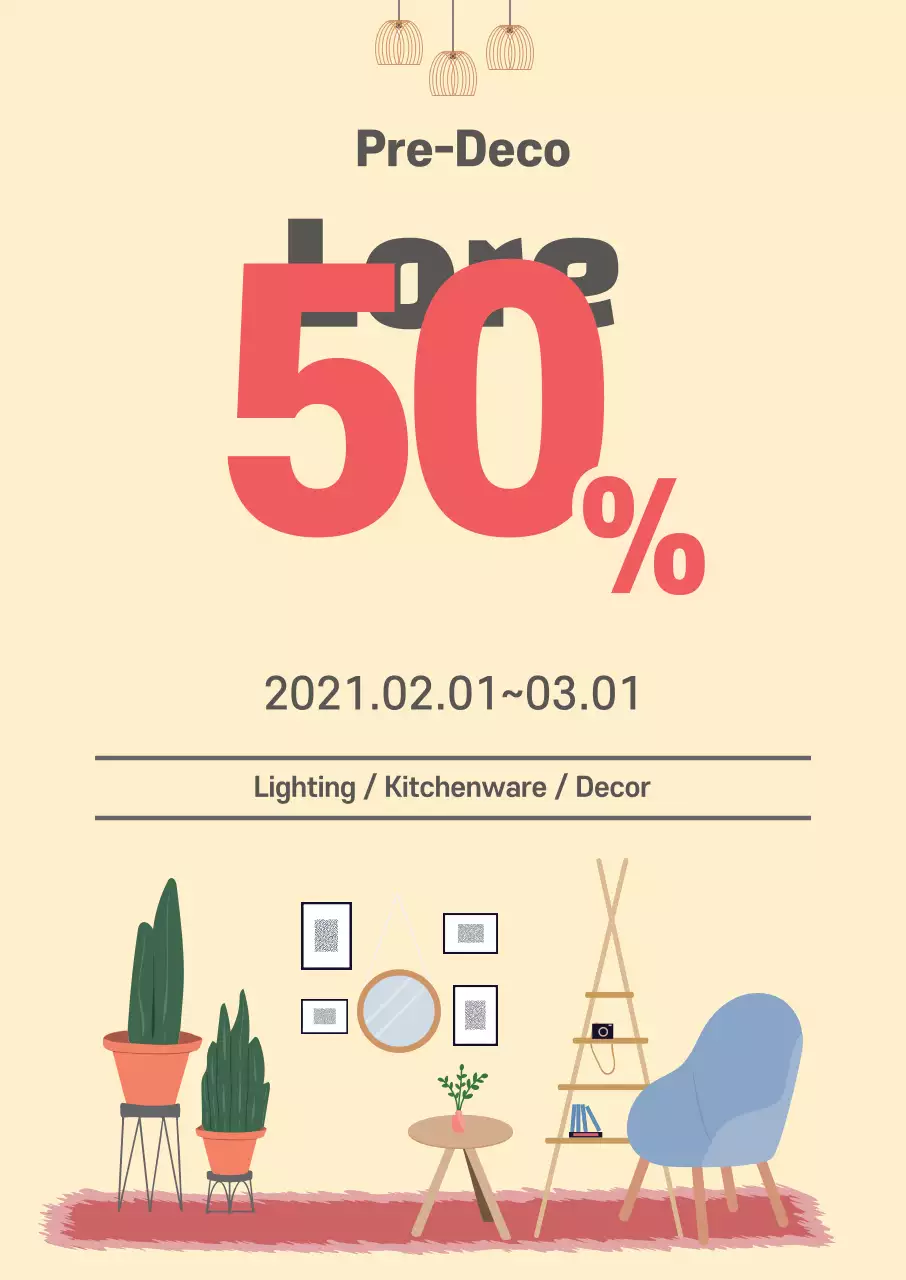 Ilustrasi Oranye Promosi Acara Penjualan Interior Bersih