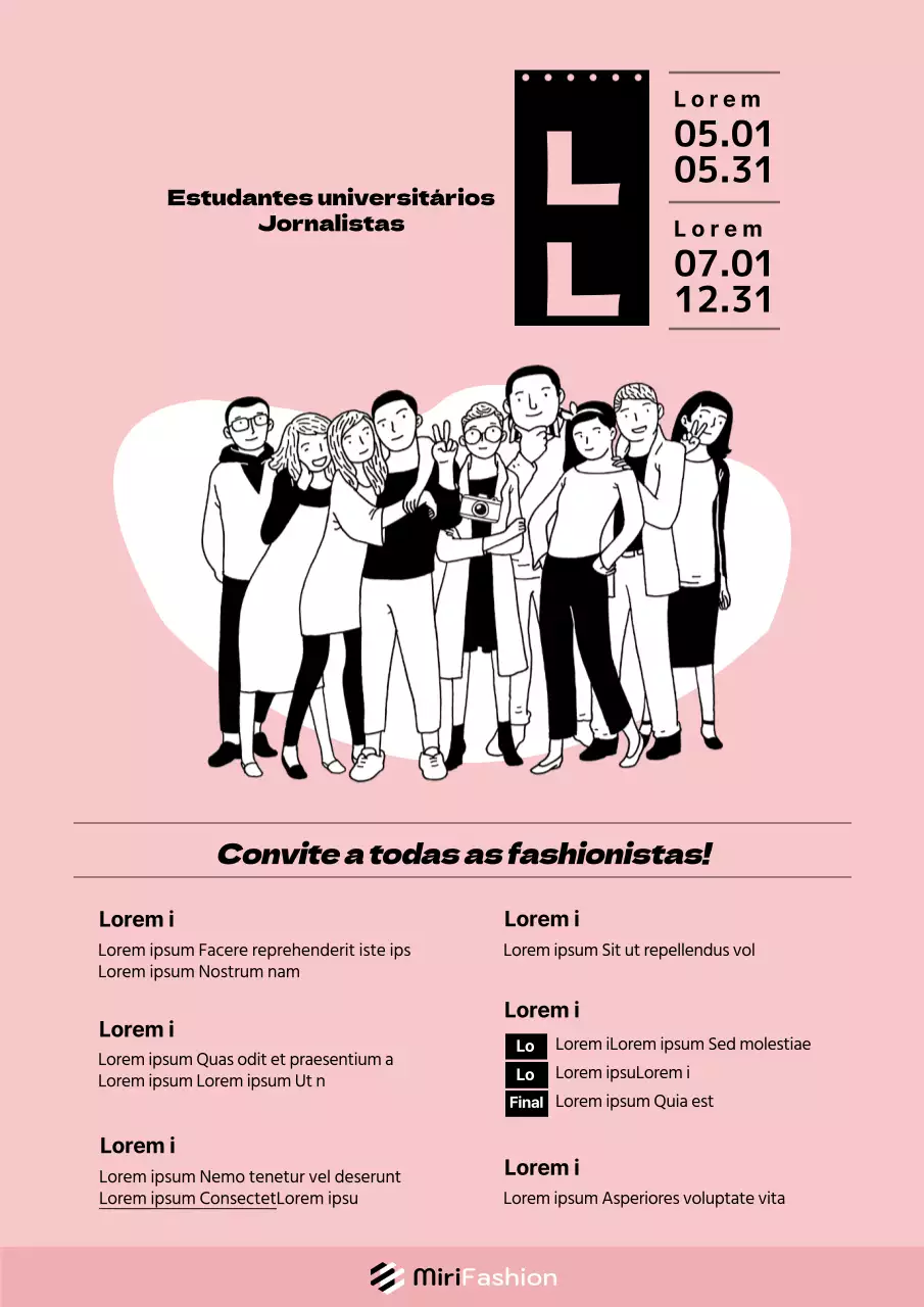 Pink Group Photo Concept Illustration Convite à apresentação de candidaturas