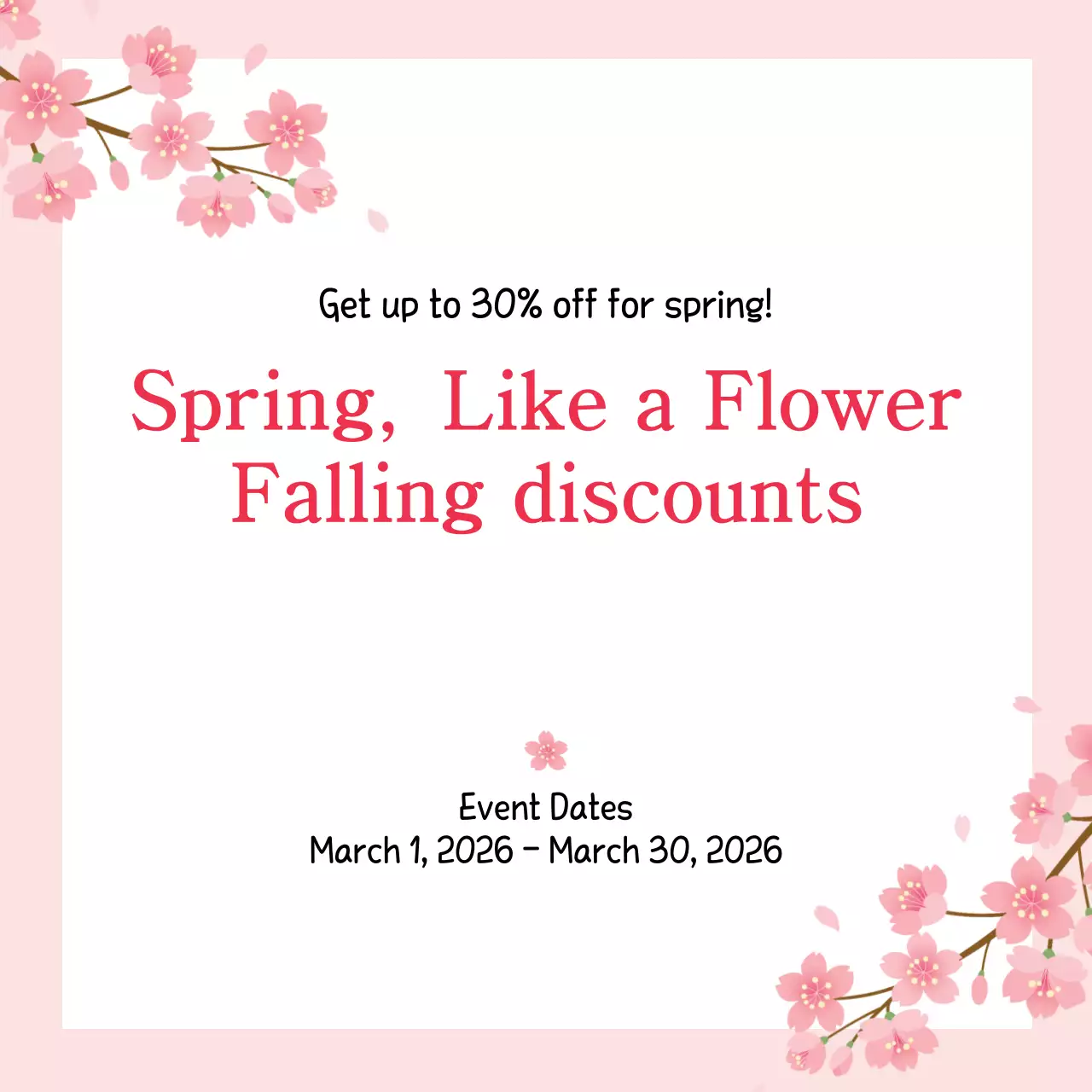 Pink Floral Spring Promotion Banner