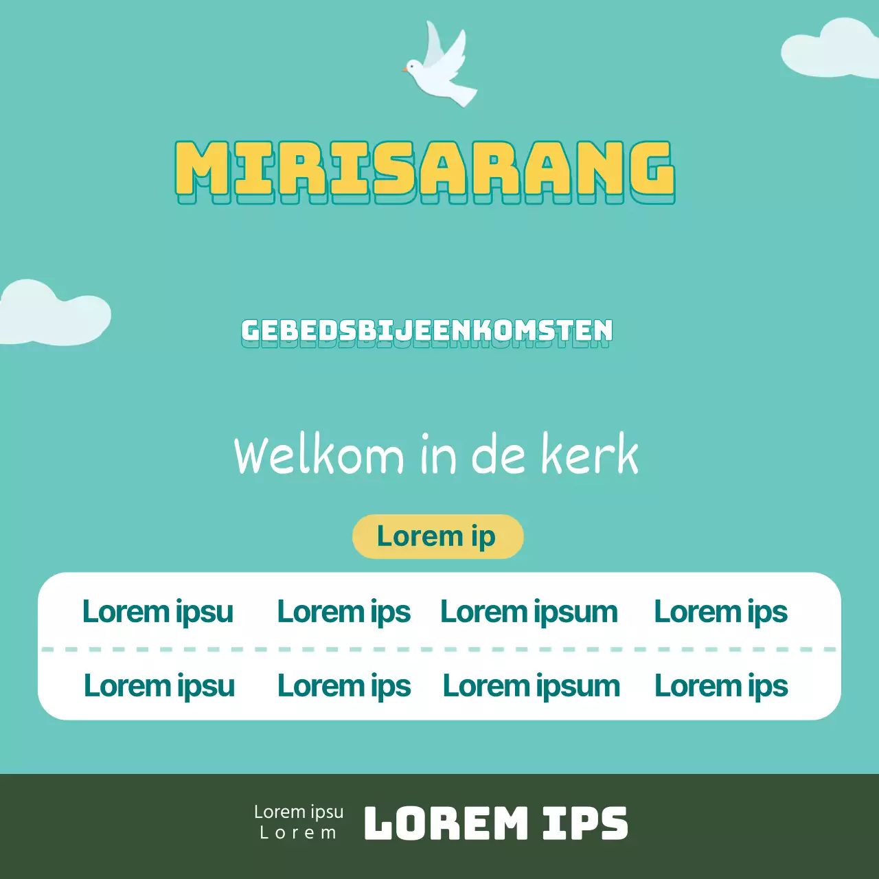 Schattige de vergaderingsbevordering van het kerkgebed met blauwe illustratie