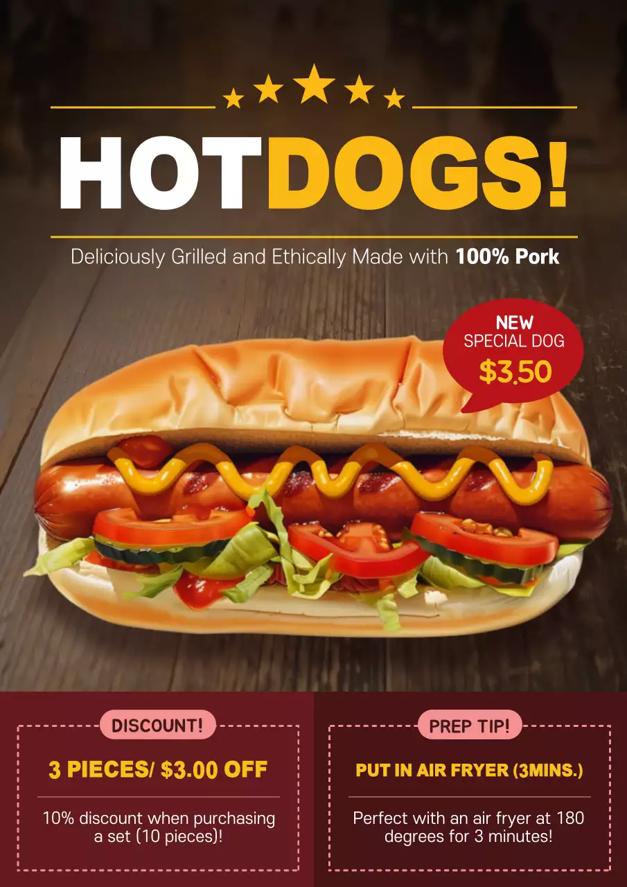 Red Trendy Hotdog Promotion Poster