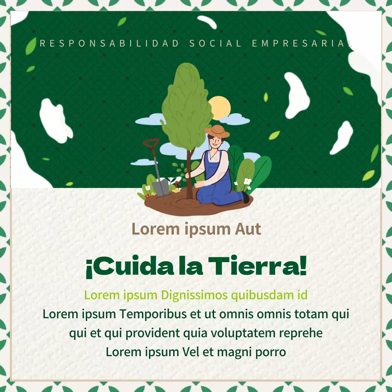 Promover la responsabilidad social de las empresas con texturas verdes y marrones