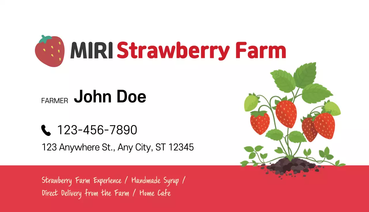 Red Rustic Strawberry Advertisement Business Card