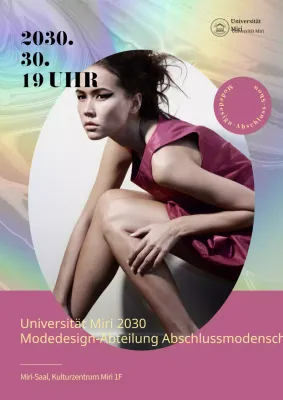 Eine glamouröse Modenschau zum Schulabschluss mit rosa und gelben Titeln