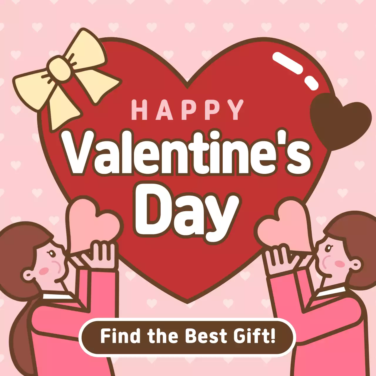 Valentine's Day with cute pink illustrations and hearts