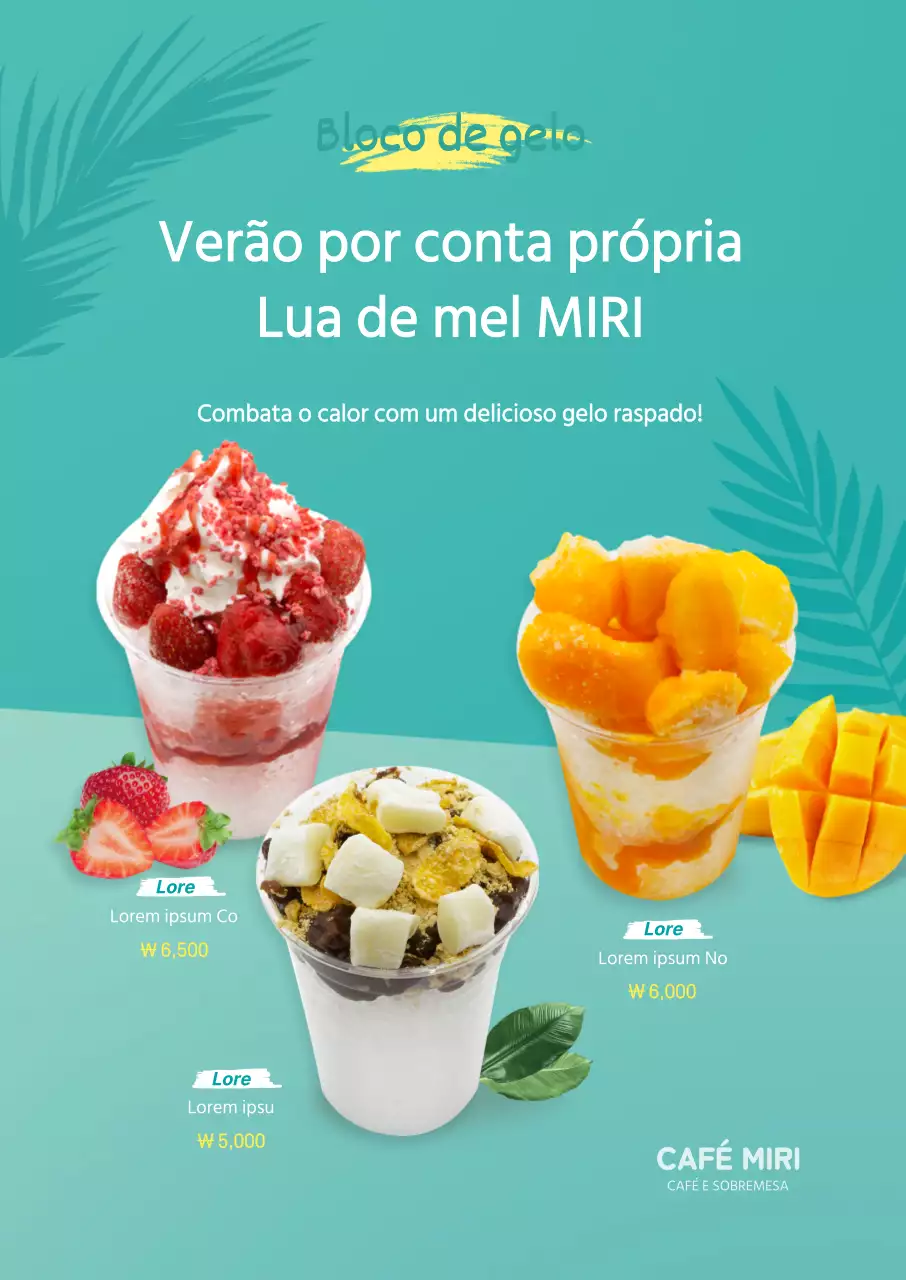 Cartaz de gelo raspado de verão com menta