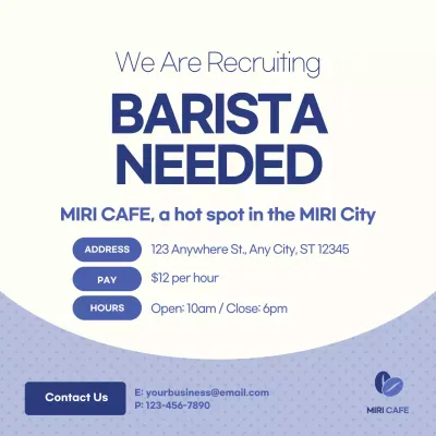 Blue Modern Recruitment Notice Social Media Post