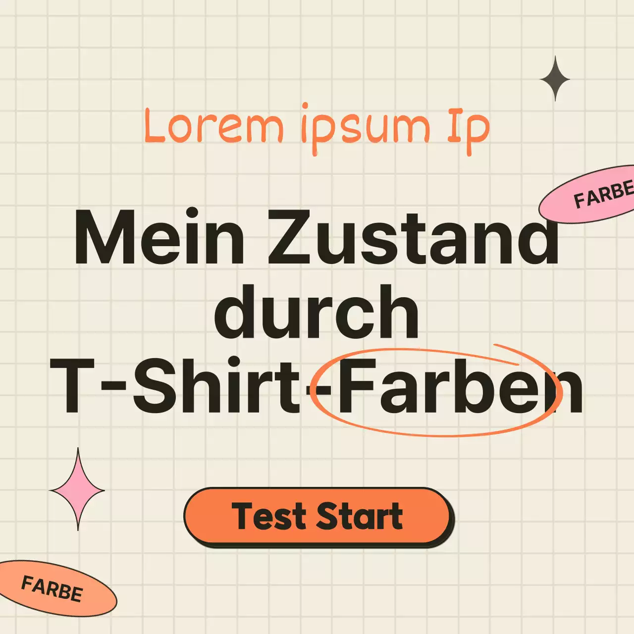 Der psychologische Test von orangefarbenen und beigen T-Shirts